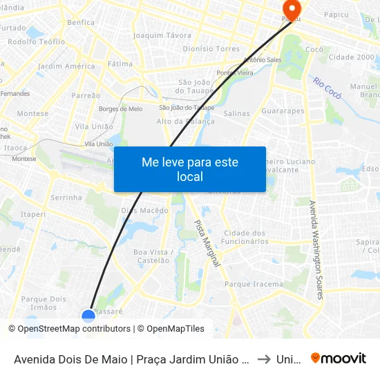 Avenida Dois De Maio | Praça Jardim União - Passaré to Uninta map