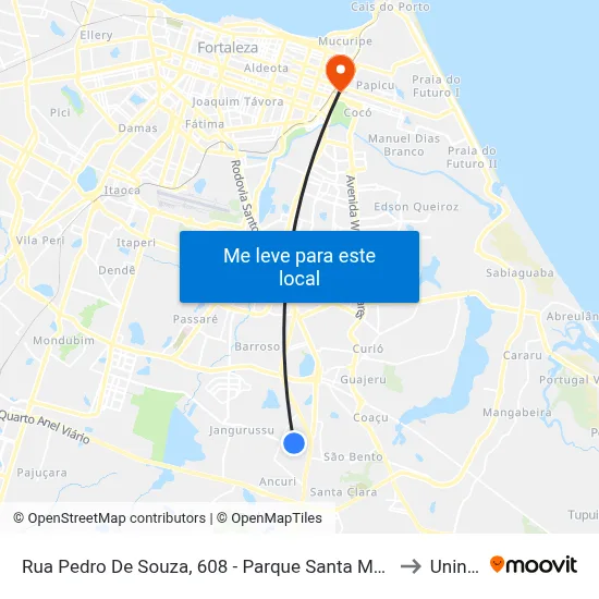 Rua Pedro De Souza, 608 - Parque Santa Maria to Uninta map