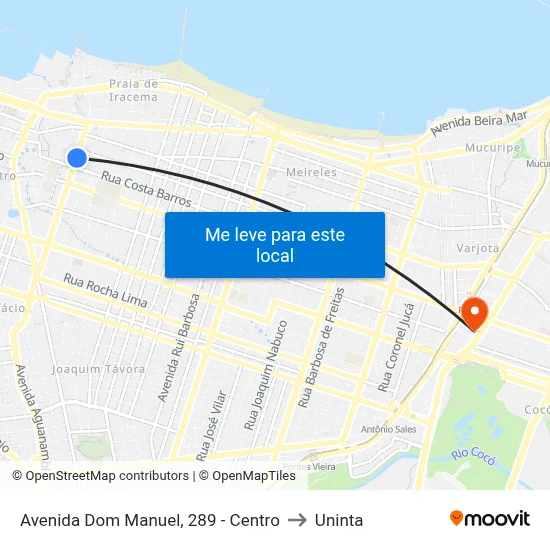 Avenida Dom Manuel, 289 - Centro to Uninta map