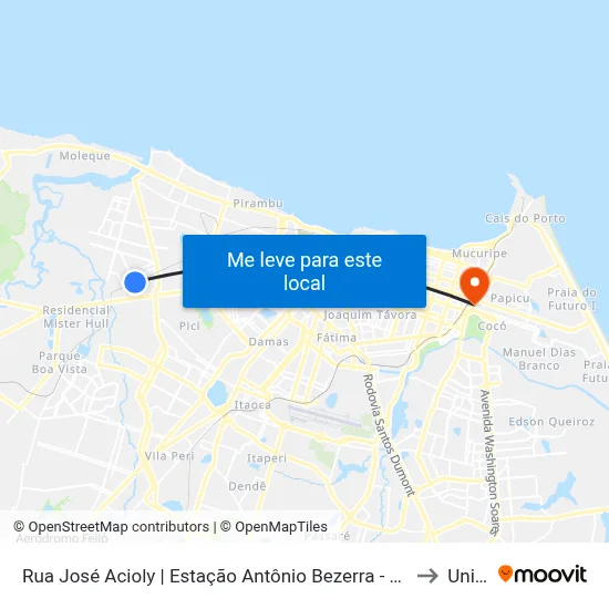 Rua José Acioly | Estação Antônio Bezerra - Antônio Bezerra to Uninta map