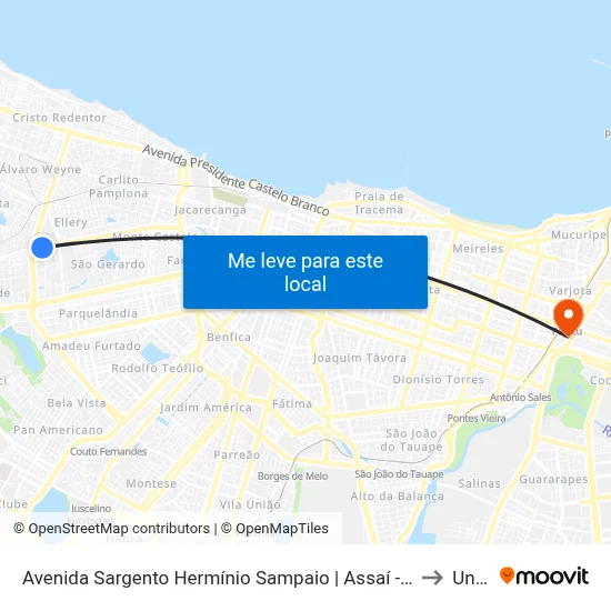 Avenida Sargento Hermínio Sampaio | Assaí - Presidente Kennedy to Uninta map