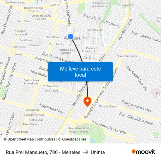 Rua Frei Mansueto, 780 - Meireles to Uninta map