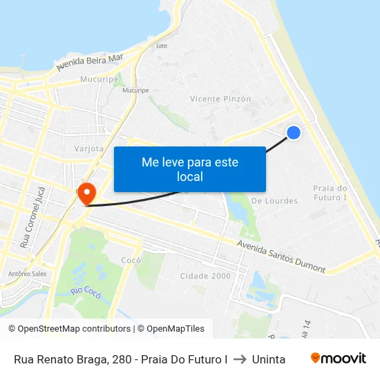 Rua Renato Braga, 280 - Praia Do Futuro I to Uninta map