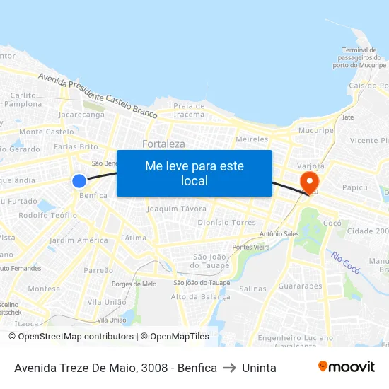 Avenida Treze De Maio, 3008 - Benfica to Uninta map