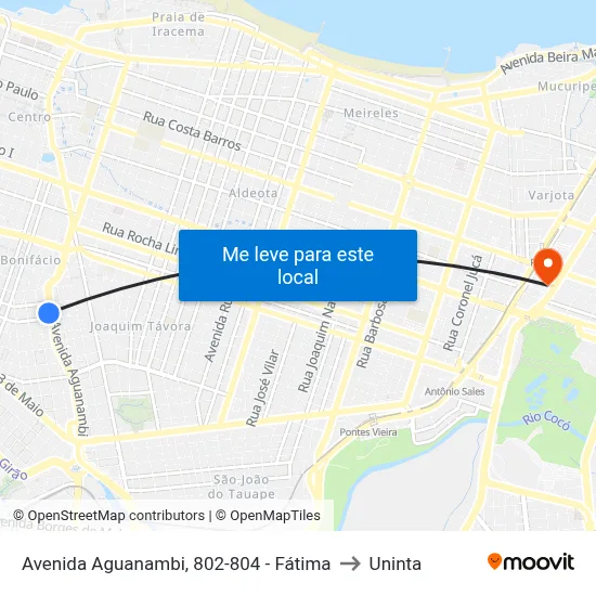 Avenida Aguanambi, 802-804 - Fátima to Uninta map