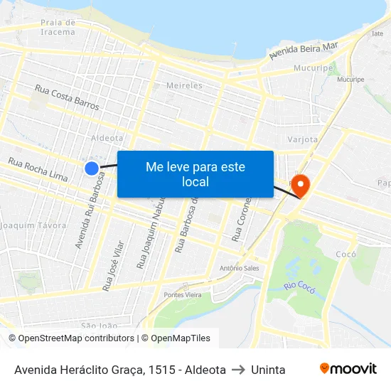 Avenida Heráclito Graça, 1515 - Aldeota to Uninta map