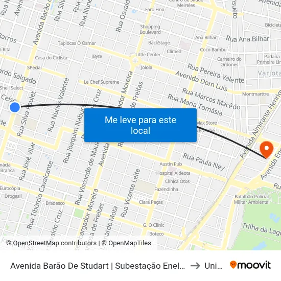 Avenida Barão De Studart | Subestação Enel - Aldeota to Uninta map