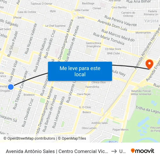 Avenida Antônio Sales | Centro Comercial Victorias Mall - Dionísio Torres to Uninta map