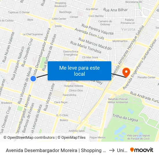 Avenida Desembargador Moreira | Shopping Romcy - Aldeota to Uninta map