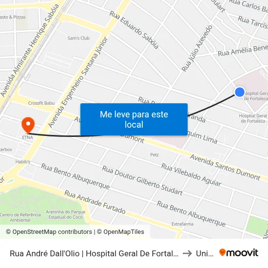 Rua André Dall'Olio | Hospital Geral De Fortaleza - Papicu to Uninta map