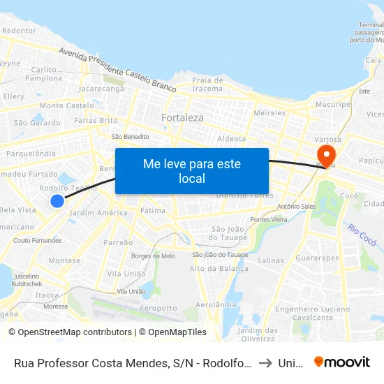 Rua Professor Costa Mendes, S/N - Rodolfo Téofilo to Uninta map