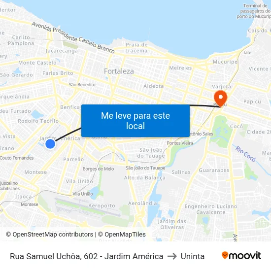 Rua Samuel Uchôa, 602 - Jardim América to Uninta map