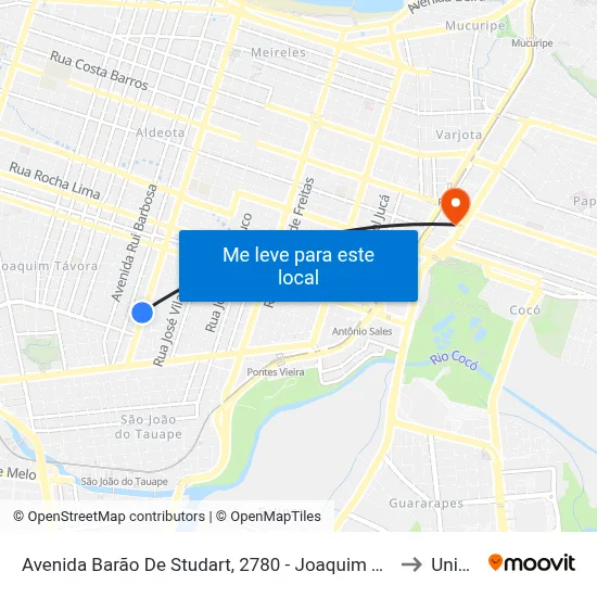 Avenida Barão De Studart, 2780 - Joaquim Távora to Uninta map