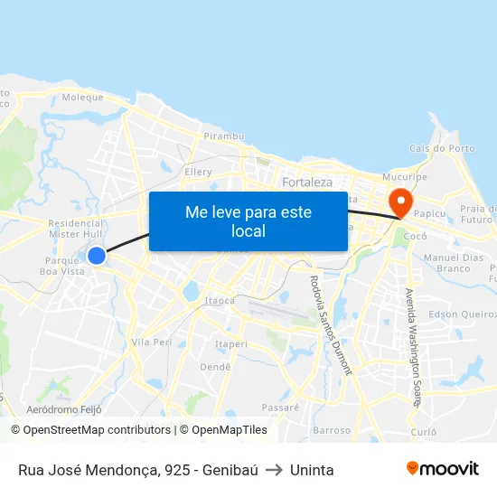Rua José Mendonça, 925 - Genibaú to Uninta map