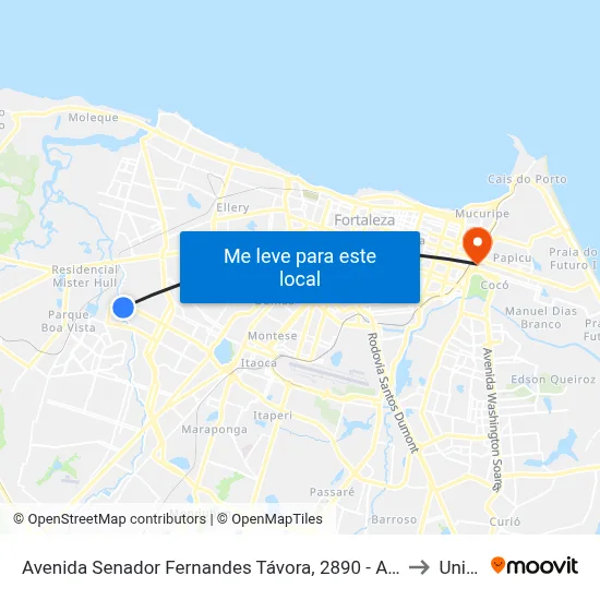 Avenida Senador Fernandes Távora, 2890 - Autran Nunes to Uninta map
