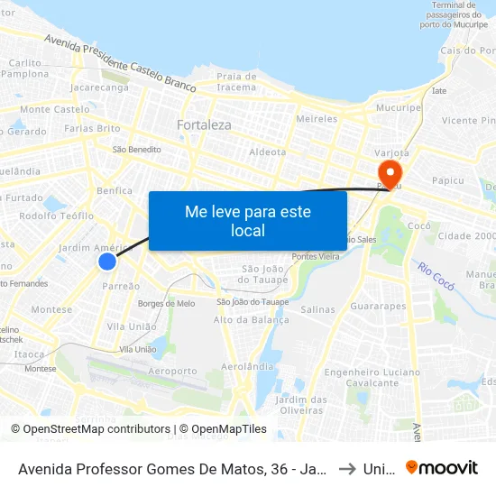 Avenida Professor Gomes De Matos, 36 - Jardim América to Uninta map