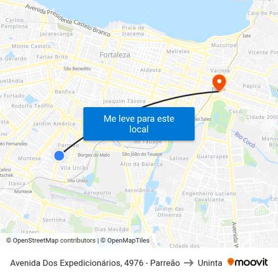 Avenida Dos Expedicionários, 4976 - Parreão to Uninta map