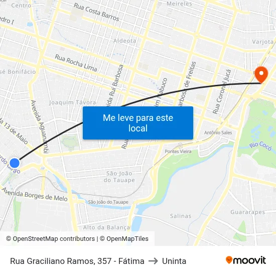 Rua Graciliano Ramos, 357 - Fátima to Uninta map