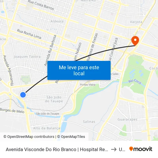 Avenida Visconde Do Rio Branco | Hospital Regional Unimed - São João Do Tauape to Uninta map