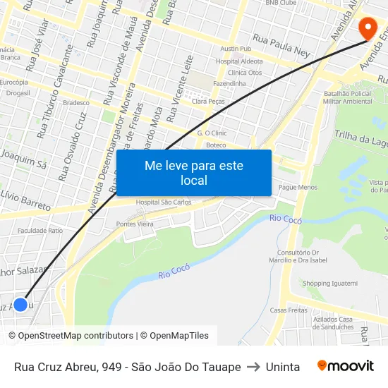 Rua Cruz Abreu, 949 - São João Do Tauape to Uninta map
