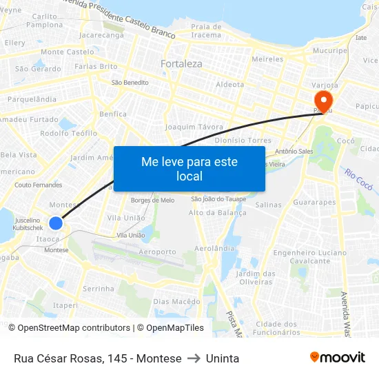 Rua César Rosas, 145 - Montese to Uninta map