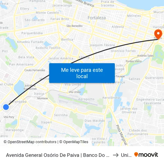Avenida General Osório De Paiva | Banco Do Brasil - Parangaba to Uninta map