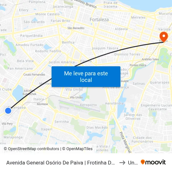 Avenida General Osório De Paiva | Frotinha Da Parangaba - Parangaba to Uninta map