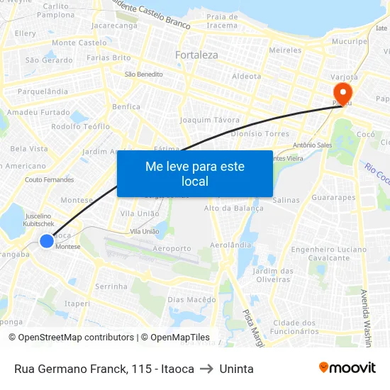 Rua Germano Franck, 115 - Itaoca to Uninta map