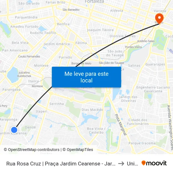 Rua Rosa Cruz | Praça Jardim Cearense - Jardim Cearense to Uninta map