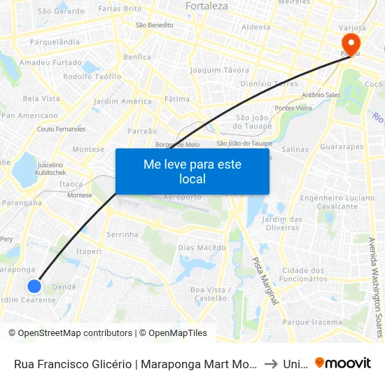 Rua Francisco Glicério | Maraponga Mart Moda - Maraponga to Uninta map