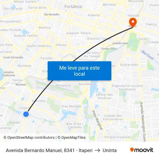 Avenida Bernardo Manuel, 8341 - Itaperi to Uninta map