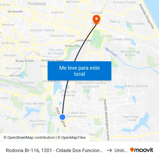 Rodovia Br-116, 1201 - Cidade Dos Funcionários to Uninta map