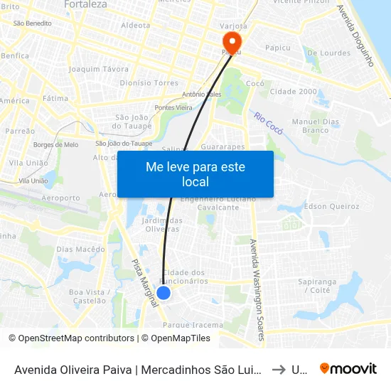 Avenida Oliveira Paiva | Mercadinhos São Luiz - Cidade Dos Funcionários to Uninta map