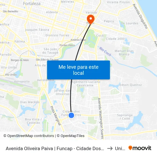 Avenida Oliveira Paiva | Funcap - Cidade Dos Funcionários to Uninta map