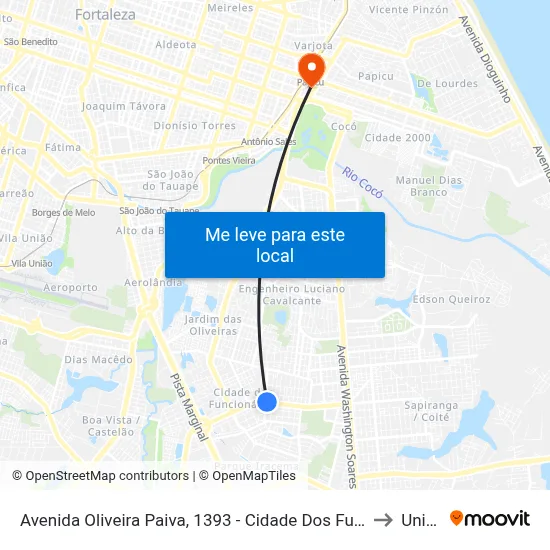 Avenida Oliveira Paiva, 1393 - Cidade Dos Funcionários to Uninta map