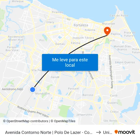 Avenida Contorno Norte | Polo De Lazer - Conjunto Esperança to Uninta map