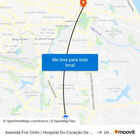 Avenida Frei Cirilo | Hospital Do Coração De Messejana - Cajazeiras to Uninta map
