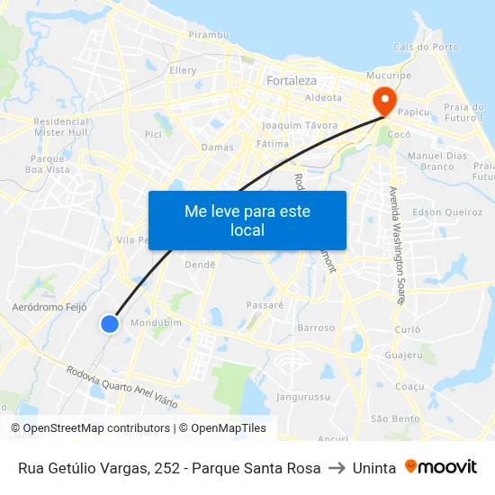 Rua Getúlio Vargas, 252 - Parque Santa Rosa to Uninta map
