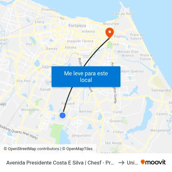 Avenida Presidente Costa E Silva | Chesf - Prefeito José Walter to Uninta map