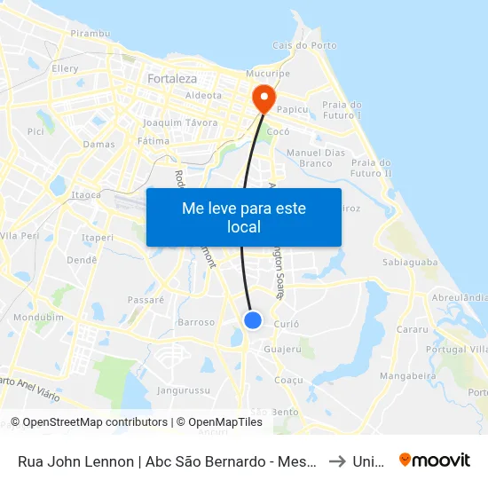 Rua John Lennon | Abc São Bernardo - Messejana to Uninta map