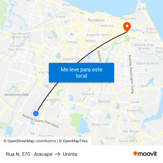 Rua N, 570 - Aracapé to Uninta map