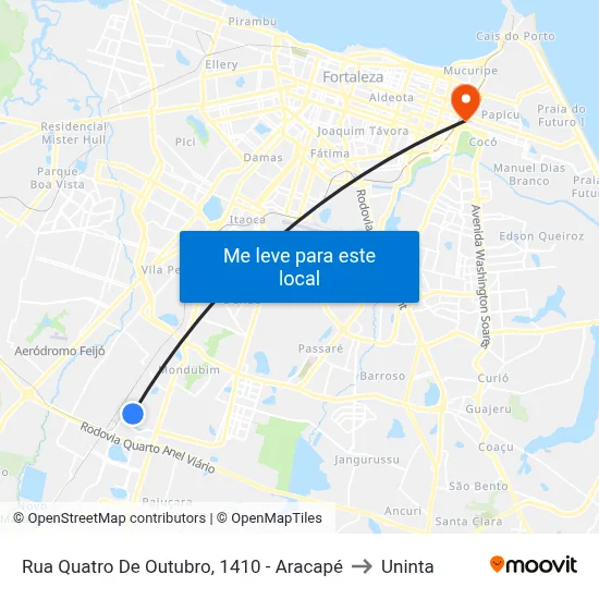 Rua Quatro De Outubro, 1410 - Aracapé to Uninta map