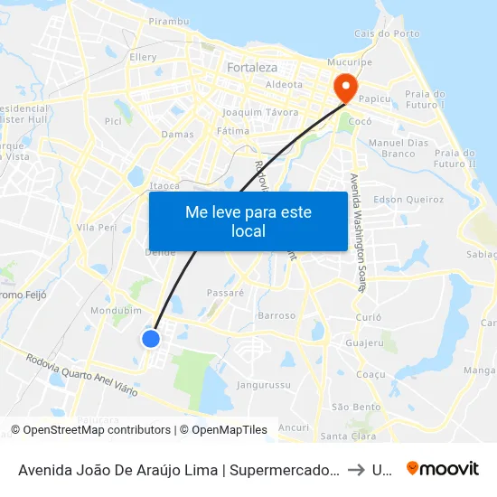 Avenida João De Araújo Lima | Supermercado Cometa - Prefeito José Walter to Uninta map