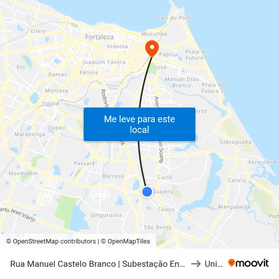 Rua Manuel Castelo Branco | Subestação Enel - Messejana to Uninta map