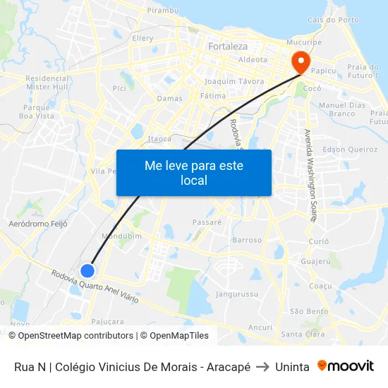 Rua N | Colégio Vinicius De Morais - Aracapé to Uninta map