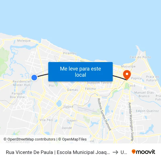 Rua Vicente De Paula | Escola Municipal Joaquim Nogueira - Antônio Bezerra to Uninta map