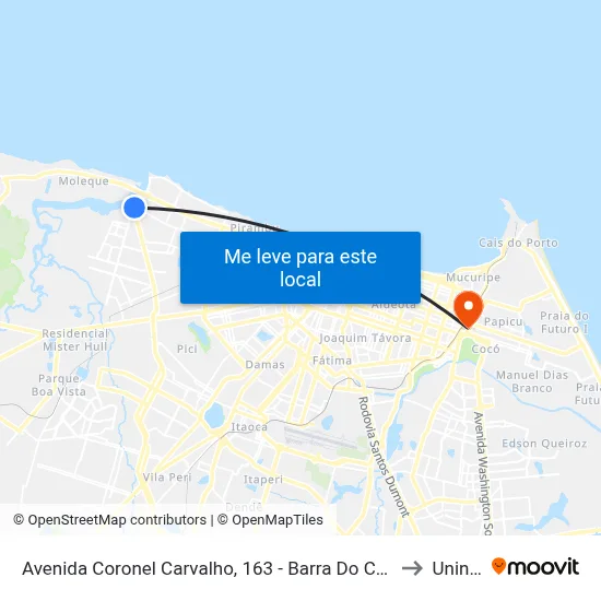 Avenida Coronel Carvalho, 163 - Barra Do Ceará to Uninta map