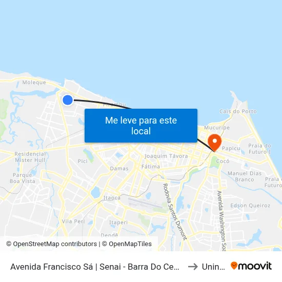 Avenida Francisco Sá | Senai - Barra Do Ceará to Uninta map