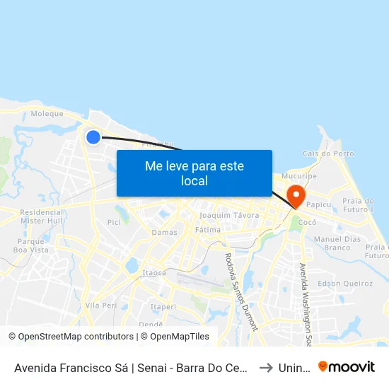 Avenida Francisco Sá | Senai - Barra Do Ceará to Uninta map