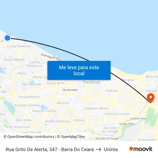 Rua Grito De Alerta, 347 - Barra Do Ceará to Uninta map